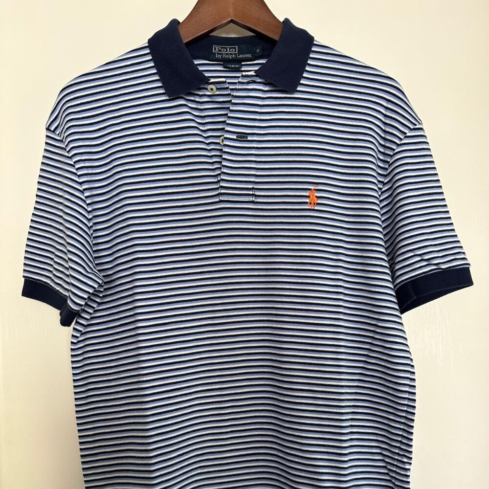 Blue & White Striped Men's Polo - Size S Small - Polo by Ralph Lauren